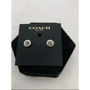 NWT Coach Silvertone Crystal Stud Earrings
